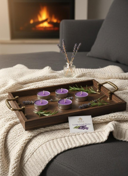 Lavanta Aromalı Tealight Mum 8’li Set – Uzun Süreli Yanma, Dekoratif ve Ortam Kokulu Mum