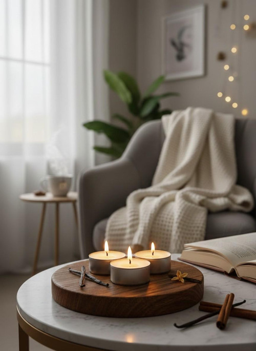 Vanilya Aromalı Tealight Mum 8’li Set – Uzun Süreli Yanma, Dekoratif ve Ortam Kokulu Mum