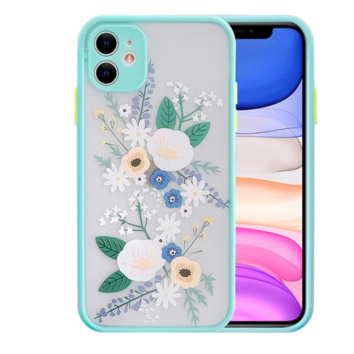 iPhone 12 6.1İnç Kamera Korumalı Çiçek Desenli Silikon Kılıf