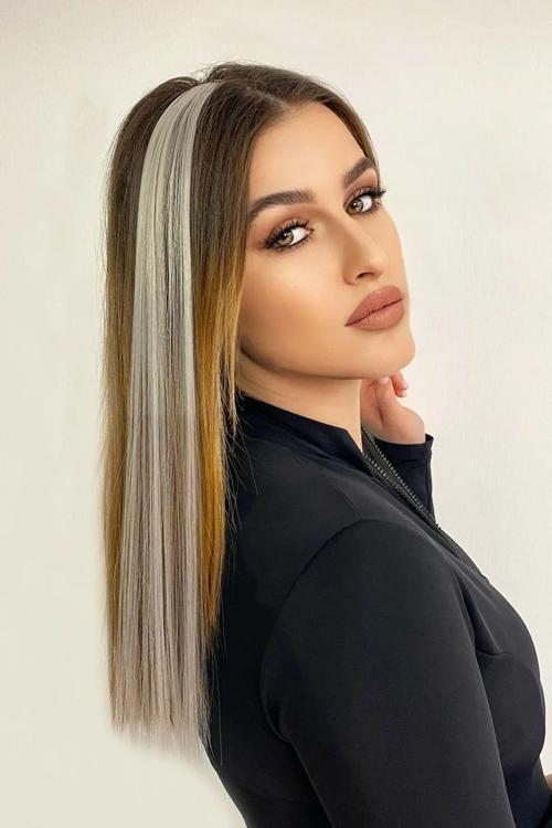 Gri Renk Çıt Çıt Yan Postiş 48 cm. (2 Adet)