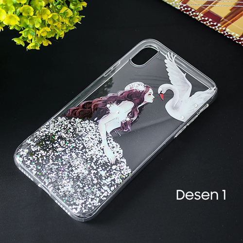 iPhone X Xs 3D Diamond Elbise Şeffaf Silikon Kılıf