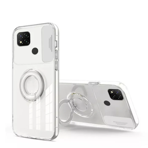 Xiaomi Redmi 9C Kılıf Sürgülü Kamera Lens Korumalı Yüzük Standlı Silikon Kılı