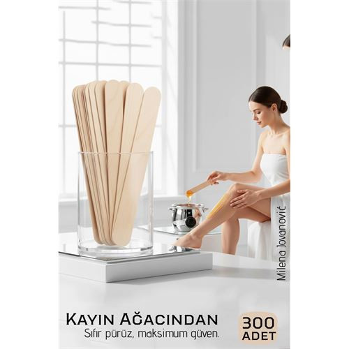 Premium Ahşap Ağda Spatulası 300’Lü Paket - Profesyonel Salon Tipi Steril Ve Pürüzsü