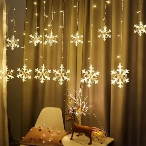 3 Metre Saçaklı Kar Tanesi Perde Led