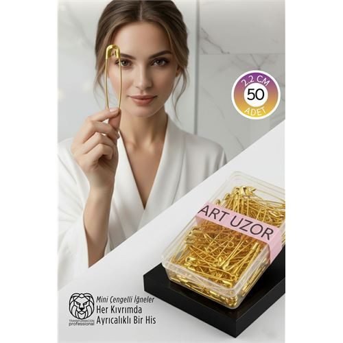 Gold Mini Çengelli İğne Seti 50 Adet - 2.2 Cm Paslanmaz Metal Tasarım, Hobi Ve Terzi Akse