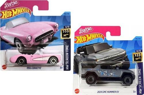 2 Araç Set Barbie The Movie 1956 Corvette & 2024 Gmc Hummer Ev (1/64)