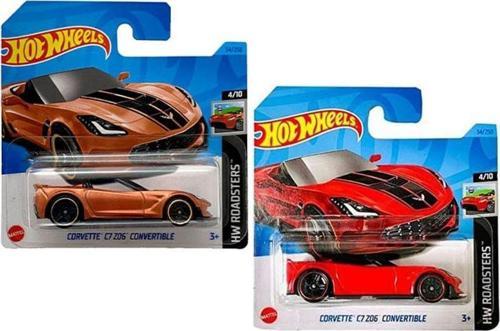 Corvette C7 Z06 Convertible 2 Araç Set Kırmızı & Metalik Kahverengi (1/64)