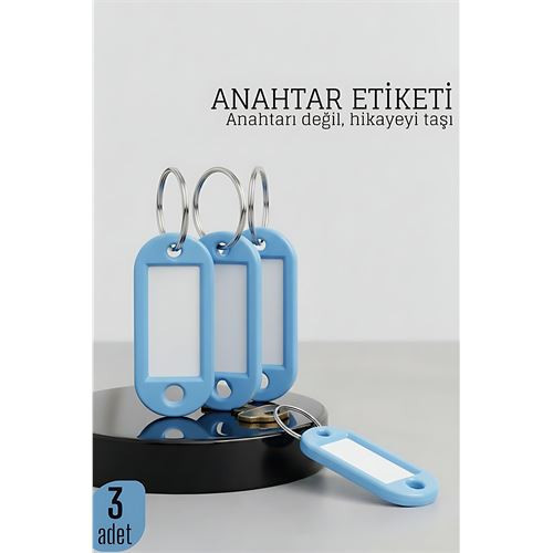 Etiketli 3'Lü Anahtarlık Halkası – İsim Yazılabilir, Metal Halka İle Şık Tasarım