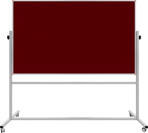 120 x 140 Cm Çift Taraflı 360° Dönerli Tekerkli Mobil Bordo Kumaşlı Pano - Pan187