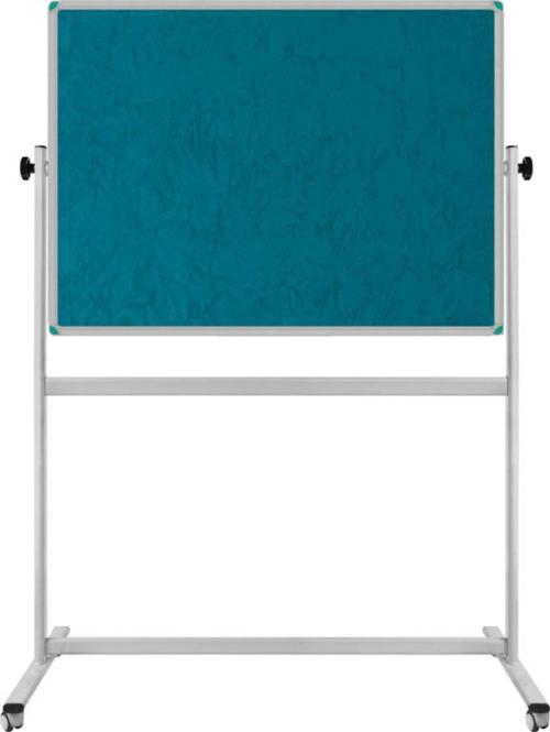 120 x 140 Cm Çift Taraflı 360° Dönerli Tekerkli Mobil Turkuaz Kumaşlı Pano - Pan187