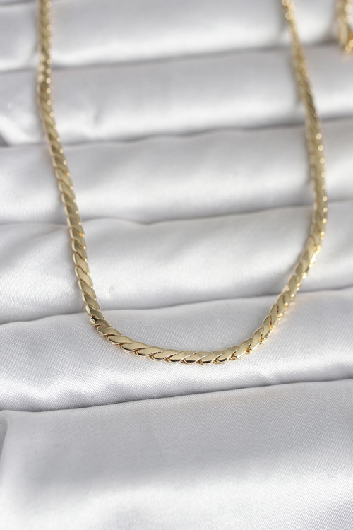 Cm 14K Gold Renk Yassı Model 60 Cm Kadın Kolye