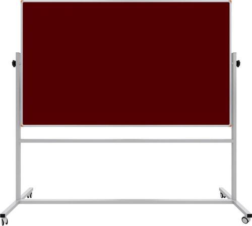 90 x 120 Cm Çift Taraflı 360° Dönerli Tekerkli Mobil Bordo Kumaşlı Pano - Pan186