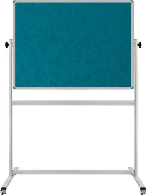 90 x 120 Cm Çift Taraflı 360° Dönerli Tekerkli Mobil Turkuaz Kumaşlı Pano - Pan186