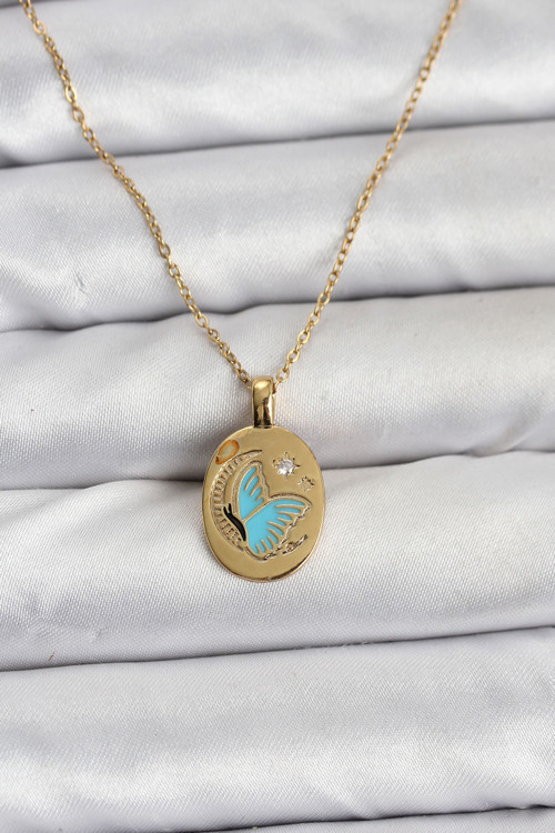 316L Çelik Zincir Gold Renk Figür Kadın Kolye - Tj-Bko10755