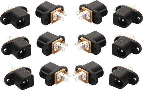 12 Adet 5.5x2.5 mm. DC. Dişi Soket Çift Kulaklı