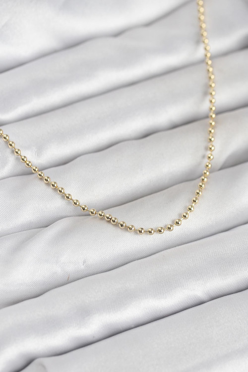 Cm 14K Gold Renk Top Zincirli Model 60 Cm Kadın Kolye - Tj-Bko10937