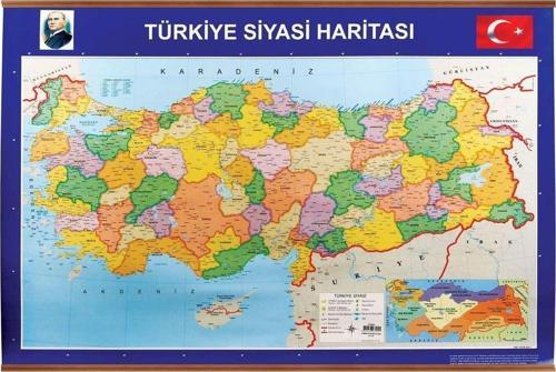 Panda 70X100 Cm Türkiye Siyasi + Fiziki Çıtalı Harita Tablo Pano