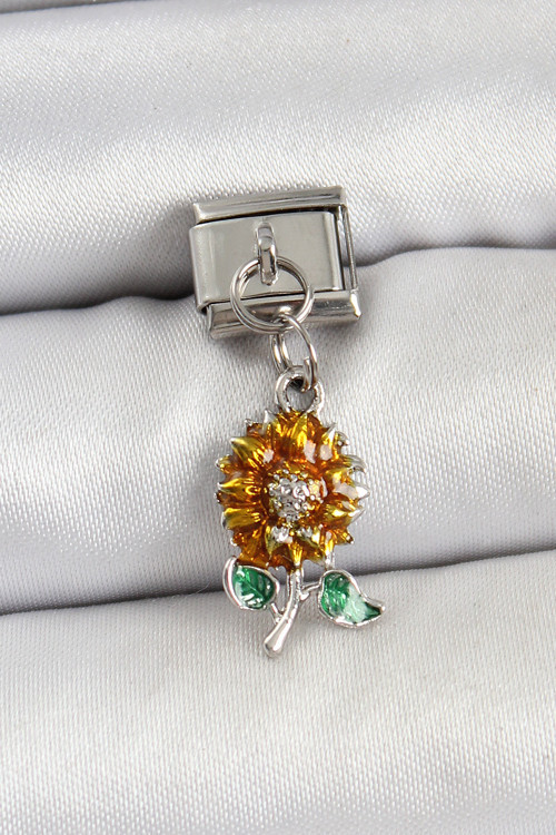 316L Çelik Sallantılı Ayçiçeği Model Gümüş Renk Nomination Charm - Tj-Bc1448