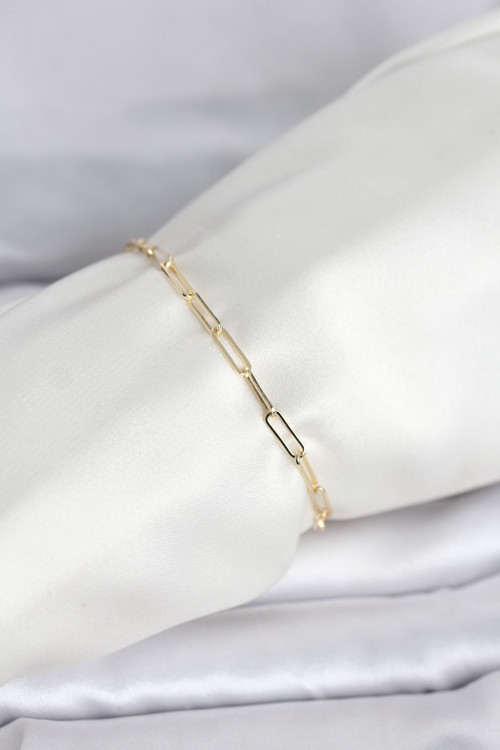 Cm 14K Gold Renk Ataç Zincir Model Kadın Bileklik - Tj-Bb8283