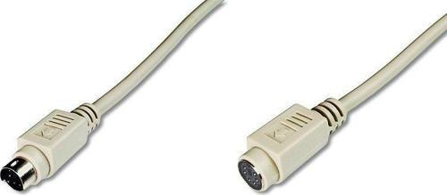 AK-590200-050-E PS/2 Uzatma Kablosu, miniDIN6 Erkek - miniDIN6 Dişi, 5 metre, bej renk