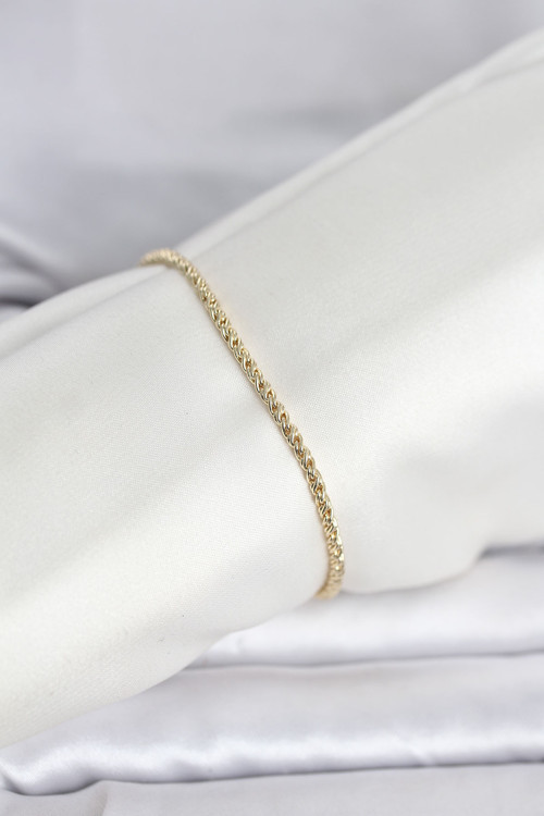 Cm 14K Gold Renk Burgulu Zincir Model Kadın Bileklik - Tj-Bb8288