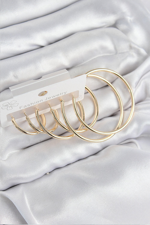 Pirinç Halka Model Gold Renk Kadın Set Küpe