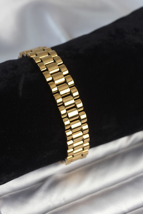 316L Çelik Gold Renk 12 Mm Kalınlık Erkek Bileklik