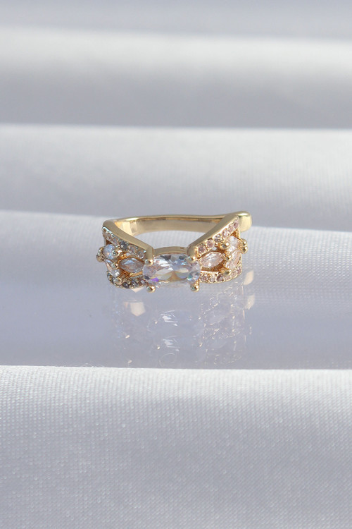 Pirinç Gold Renk Zirkon Taş Kaplama Earcuff Küpe - Tj-Bkp9337