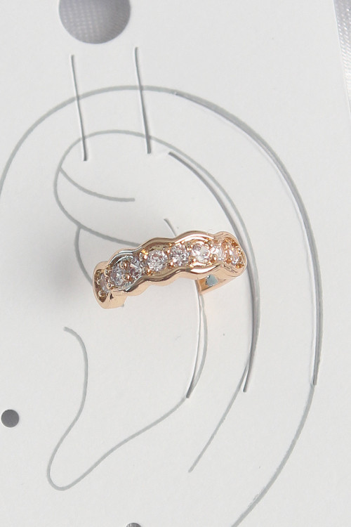 Pirinç Gold Renk Zirkon Taşlı Kadın Kıkırdak Küpe - Tj-Bkp10571