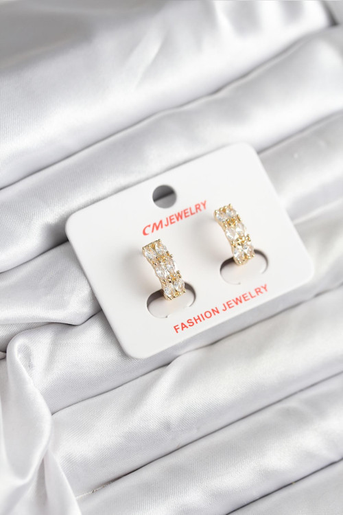 14K Gold Renk Kaplama Zirkon Taşlı Cm Kadın Küpe - Tj-Bkp11409