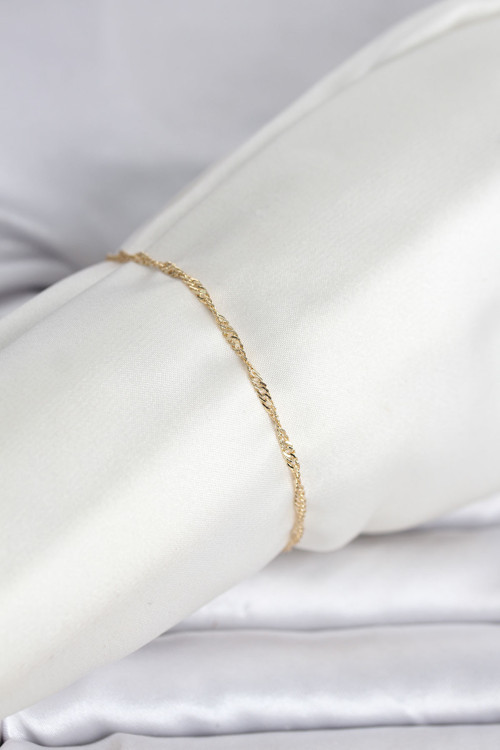 Cm 14K Gold Renk Ezme Burgu Zincir Model Kadın Bileklik