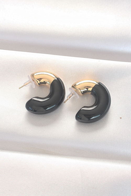 Ccb Siyah Gold Çift Renk Küpe - Tj-Bkp8875