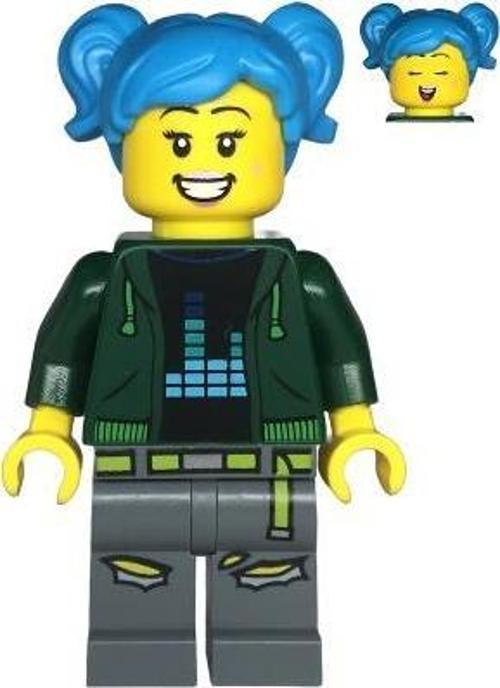 Minifigür Creator Poppy Starr - Dark Green Hoodie, Dark Bluish Gray Legs twn475