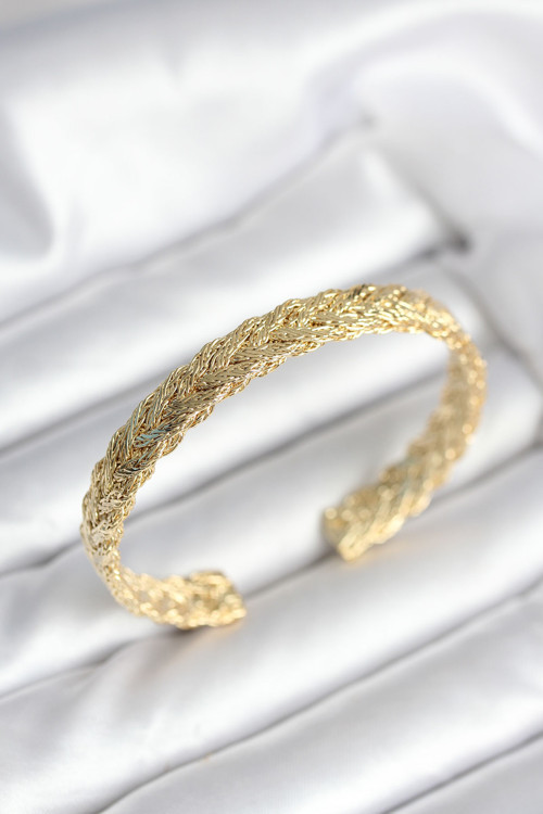 Ezme Zincir Model Gold Renk Kadın Bileklik - Tj-Bb8018
