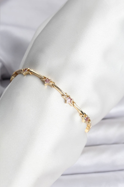 Yıldız Model Gold Renk Pirinç Bileklik - Tj-Bb8081