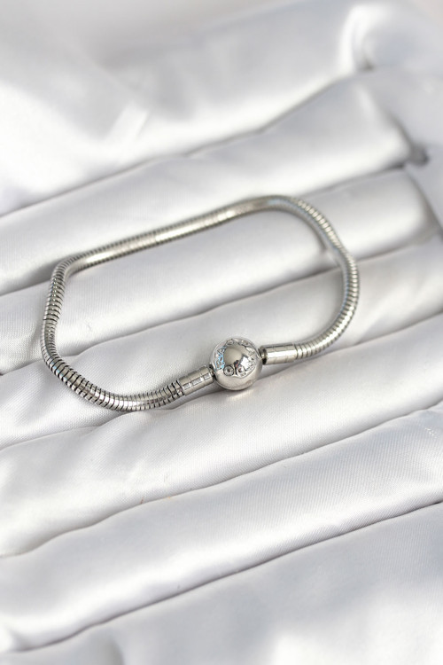 Gümüş Renk Pirinç Charm Bileklik - Tj-Bb8015
