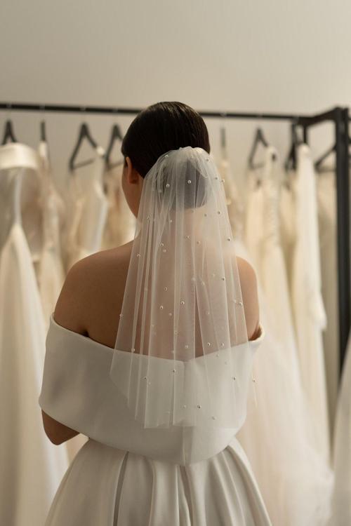 Duvak Kısa Yoğun Incili 55 Cm Taraklı - Gelinlik Ve Nikah Için, Bride, Bekarlığa Veda Parti Duvağı