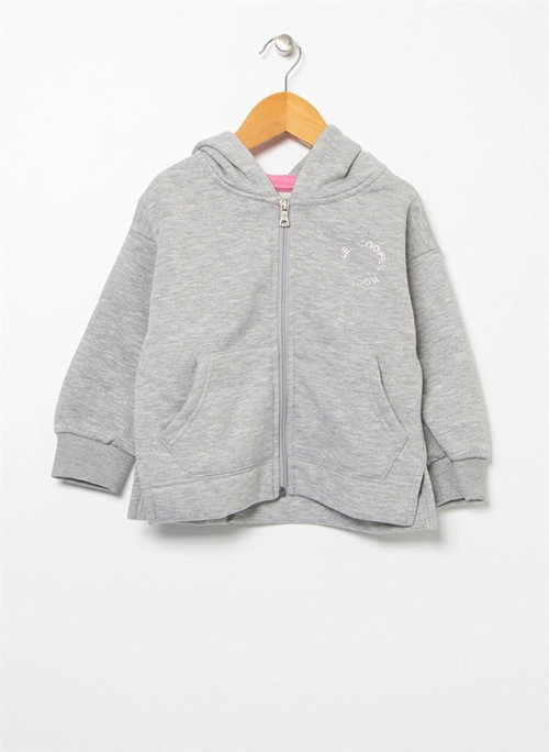 Clara Kız Çocuk Kapüşonlu Sweatshirt Gri Melanj