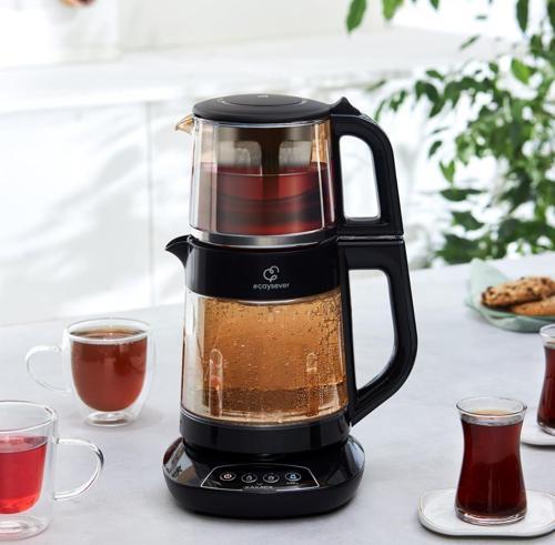 Çaysever 3 in 1 Konuşan Renkli Camlı Çay Makinesi Su Isıtıcı ve Mama Suyu Hazırlama 1700W Agate