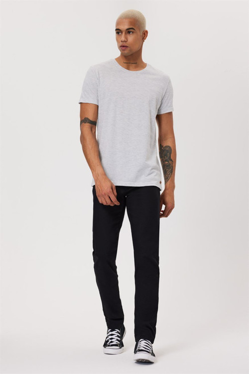 Baines Erkek %100 Pamuk O Yaka T-Shirt Gri Melanj
