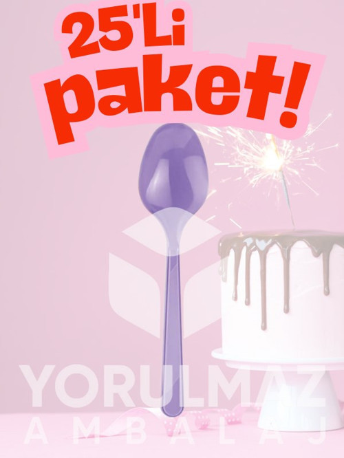 ✨Happy Party Lila Plastik Kaşık 25’li – Partiler ve Özel Günler İçin Tek Kullanımlık✨
