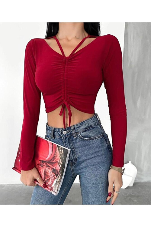 BOYUNDAN ASKILI BÜZGÜLÜ CROP