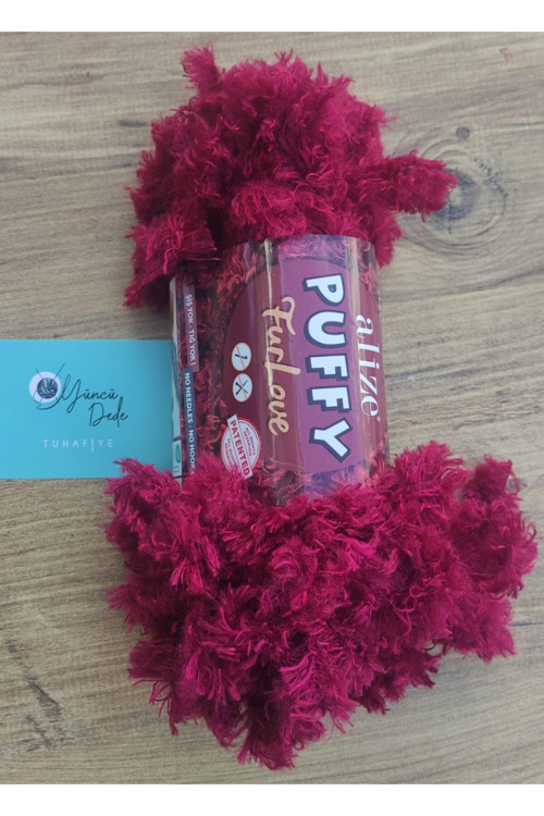 ( 5 Adet ) Puffy Furlove 107 Elle Örülen Kalpli Yastık Bebek Battaniyesi Örgü Ipi Kürk Yapılı Puffy