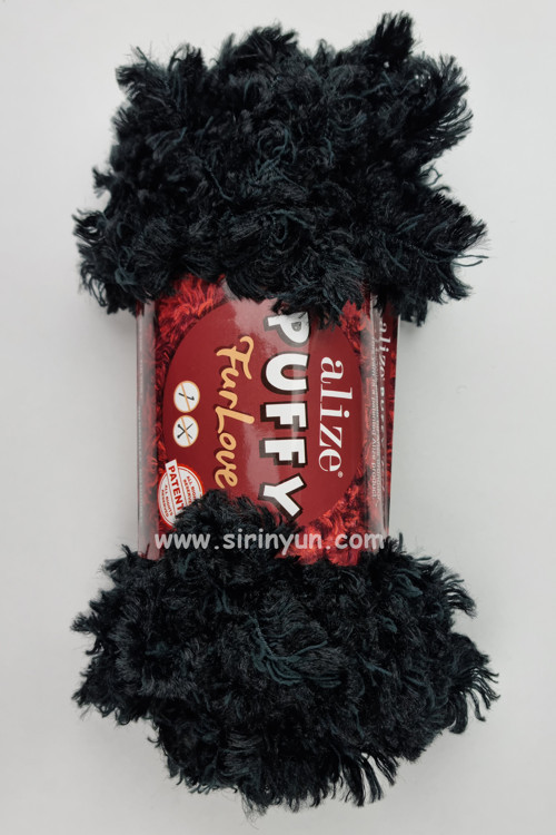 Puffy Furlove Parmakla Örülen Örgü İpi 60-Siyah