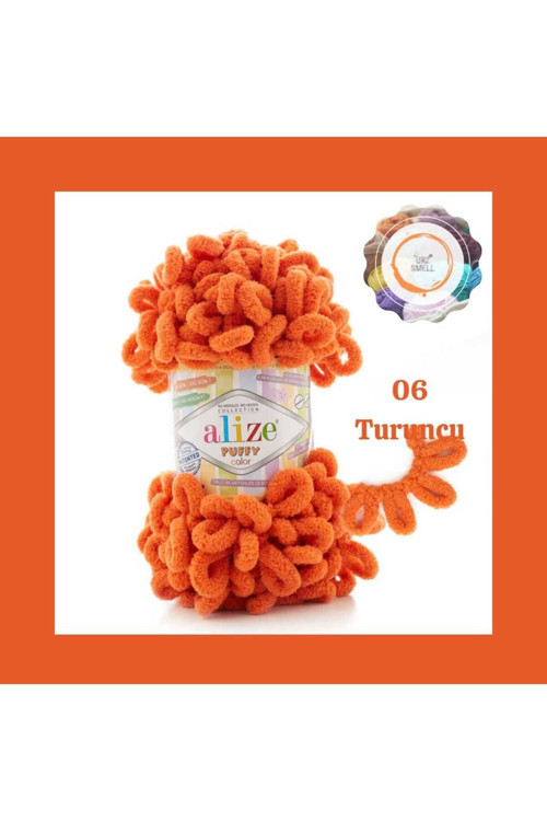 Puffy El Örgü Ipliği 06 Turuncu Büyük Ilmek (Tekli) - 100 Gr. 9 Mt. Parmak Ipi, Battaniye Ipi