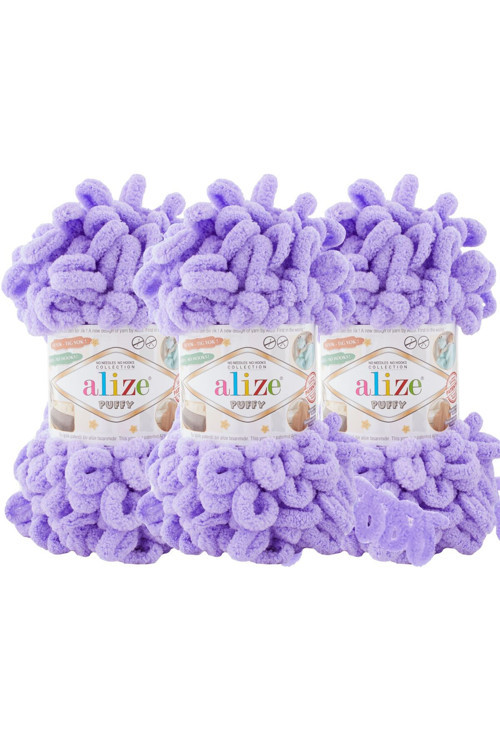 Puffy 3’Lü Paket El Örgü İpi - Şişsiz – 100G X 3 Adet – Renk No: 788 - Lavanta