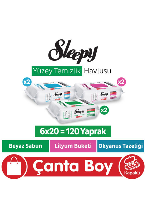 Easy Clean Beyaz Sabun + Lilyum + Okyanus Yüzey Temizlik Havlusu Çanta Boy 6x20 (120 Yaprak)
