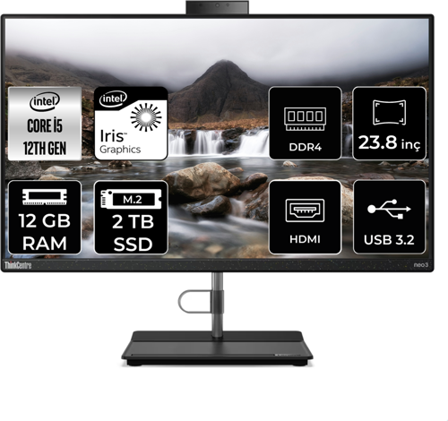 THİNKCENTRE NEO 30A İ5 1235U 12 GB RAM 2 TB SSD 23.8" FHD FDOS ALL IN ONE PC 12CE004KTX