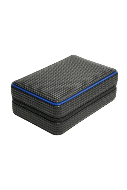 PremiumQuality Siyah-Mavi Deri Seyahat Humidor Puro Kutusu