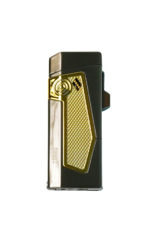 4 Torch Pürmüz Gunmetal-Sarı Metal Puro Çakmağı